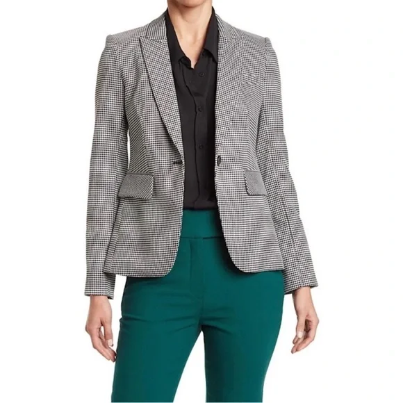 NWT Veronica Beard Cutaway Dickey BlazerIn Black Multi houndstooth Size 2